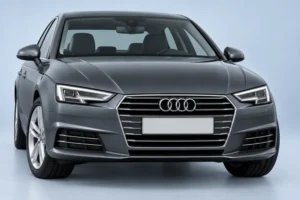 Front eines grauen Audi A4 B9, Typ 8W vor der Modellpflege 2019