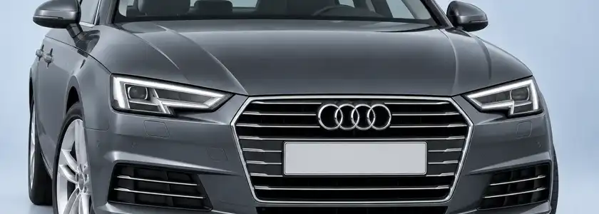 Front eines grauen Audi A4 B9, Typ 8W vor der Modellpflege 2019
