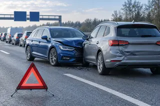 Zwei Fahrzeuge nach einem Auffahrunfall im Stau ohne verletzte Personen